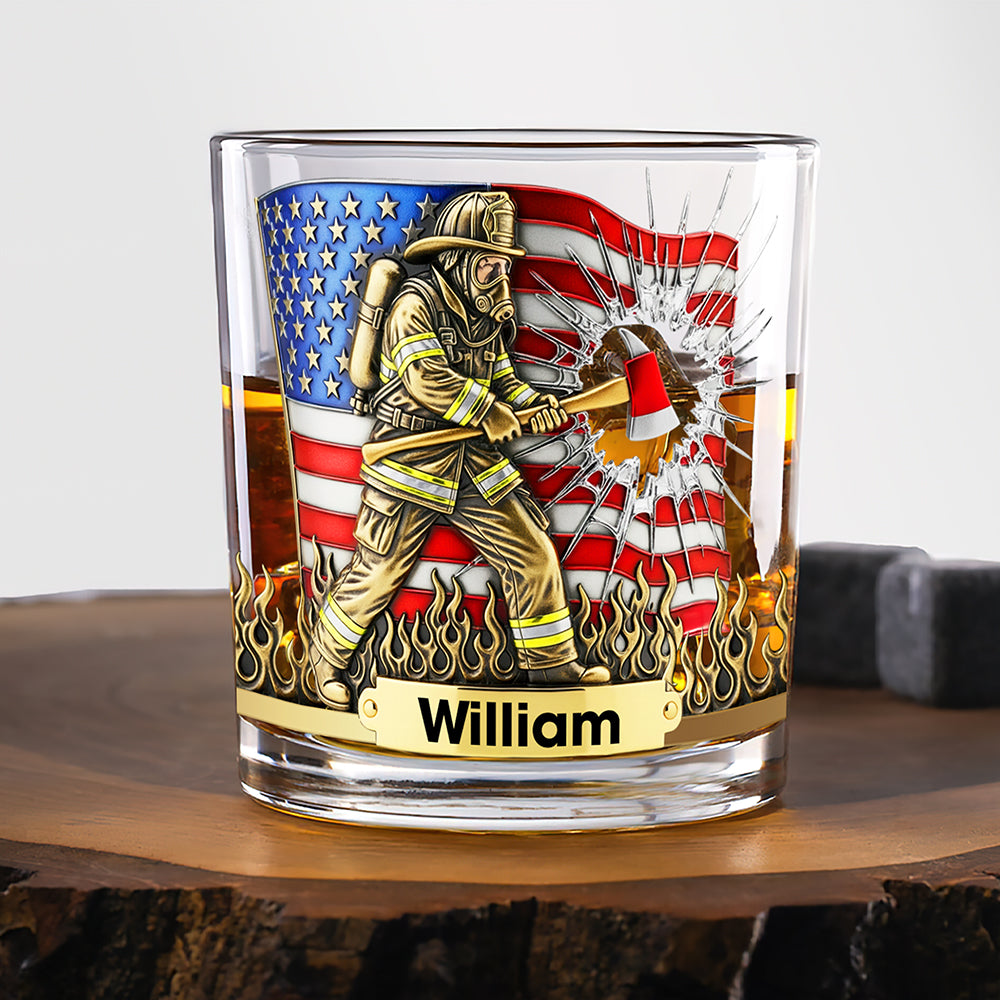 Patriotic Firefighter Drinking Glass – Personalized Gifts For Firefighter 04hyqn080925-Homacus