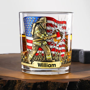 Patriotic Firefighter Drinking Glass – Personalized Gifts For Firefighter 04hyqn080925-Homacus