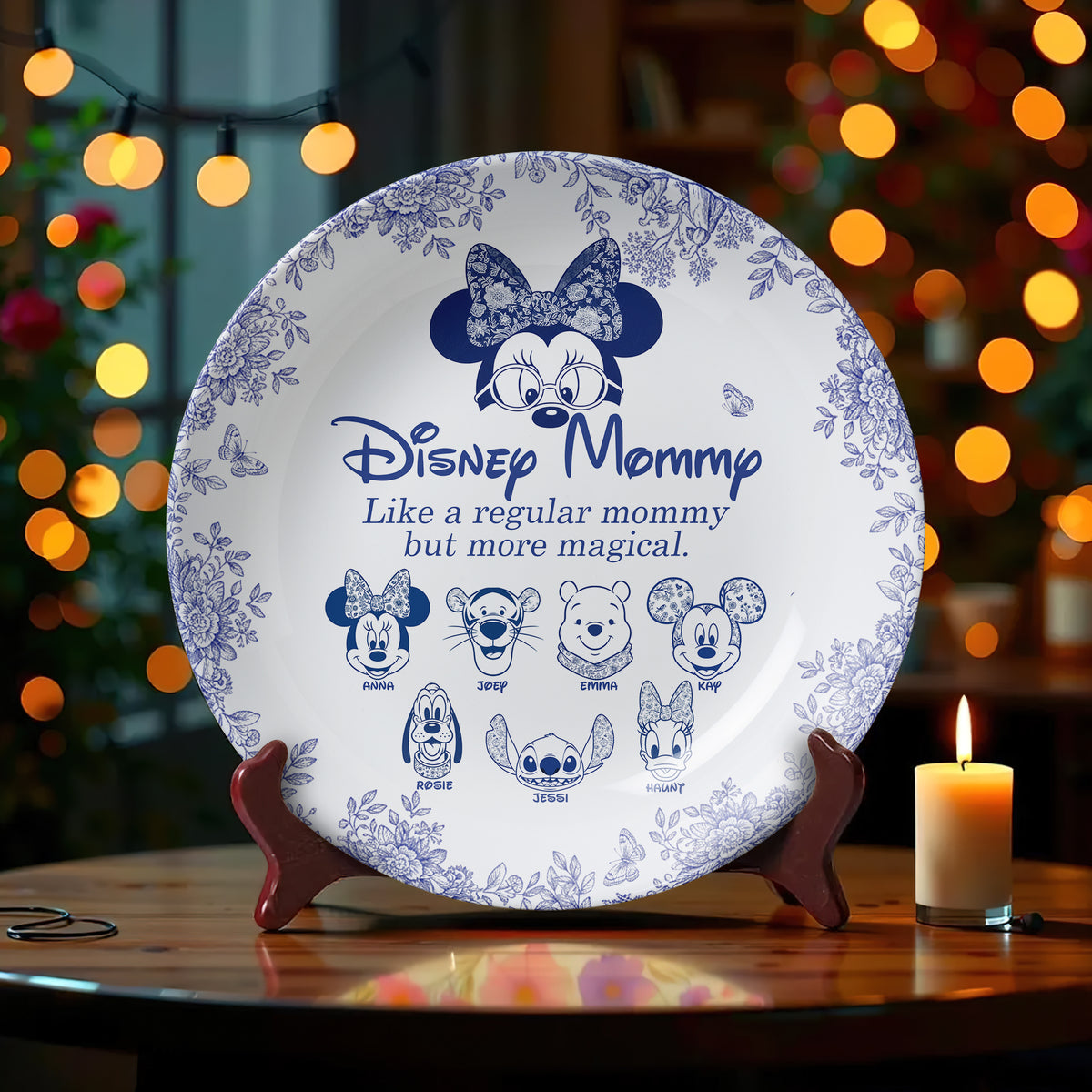 Magical Cartoon Characters Round Plate - Personalized Gift For Grandma/Mom 03PGLU260925-Homacus