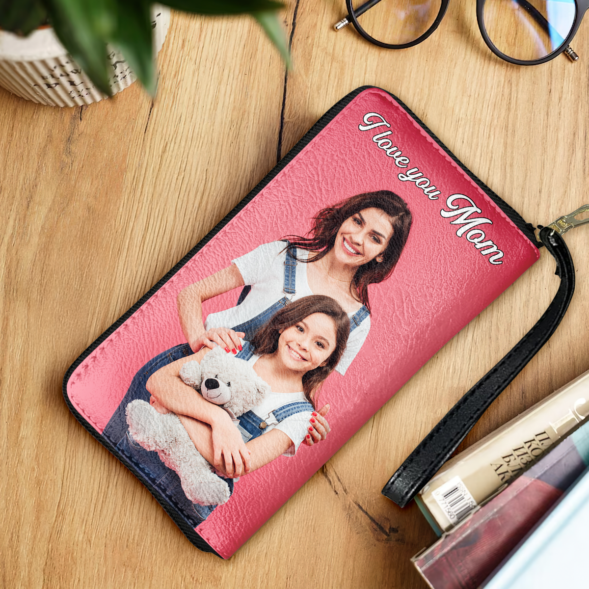 Custom Photo Gifts For Mom Twill Faux Leather Wallet-Homacus