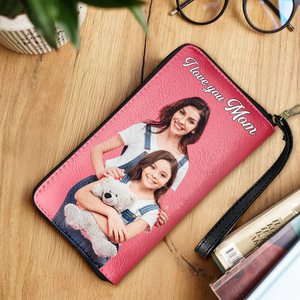 Custom Photo Gifts For Mom Twill Faux Leather Wallet-Homacus