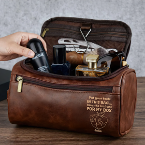 Cheeky Leather Toiletry Bag - Personalized Gift For Him, Husband, Boyfriend 07PGLU081225-Homacus