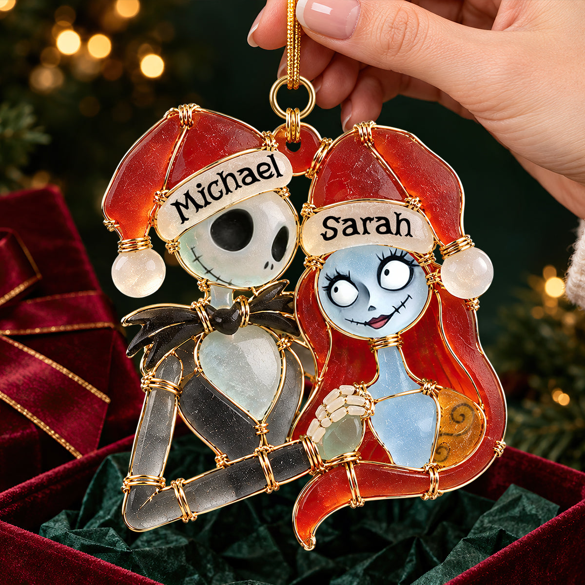 Love Till Death Sea Glass Effect Christmas Ornament, Personalized Gifts For Couple 07qhdt131026