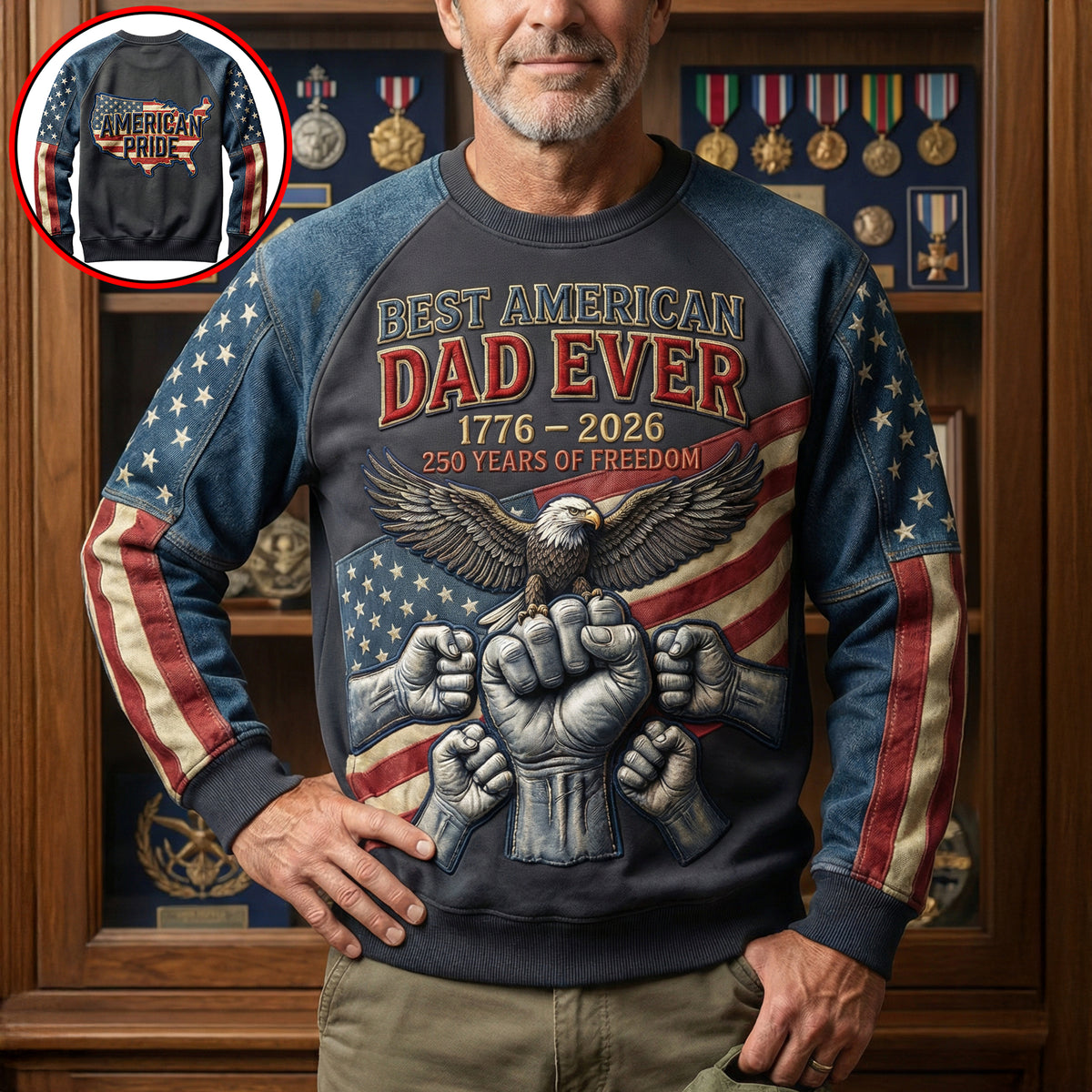 Best American Dad Shirt - Personalized Gifts For Father Day Sweatshirt 04PAQN280226-Homacus