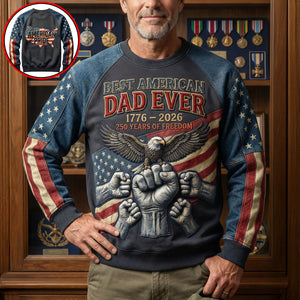 Best American Dad Shirt - Personalized Gifts For Father Day Sweatshirt 04PAQN280226-Homacus