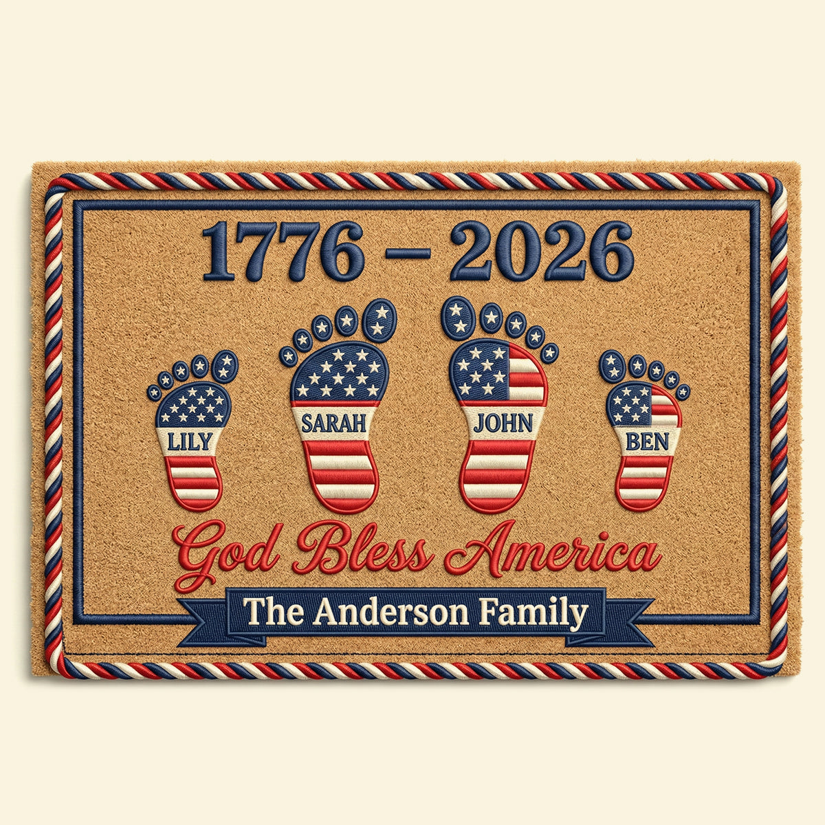 USA 250th Anniversary Foot Family Doormat - Personalized Gifts For Family 03natn030326-Homacus