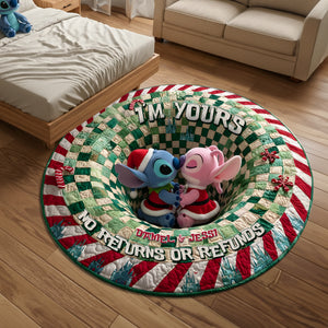 Kissing Alien Couple Round Mat - Personalized Christmas Gift For Couples 02NALU260925-Homacus