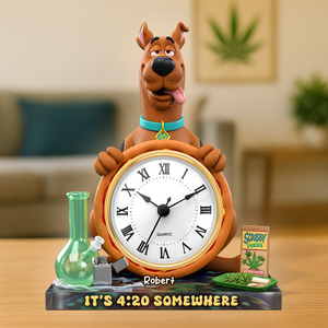A Playful Pup Desk Clock Plaque - Personalized Gift For Weed Lovers 04TOPU180625-Homacus