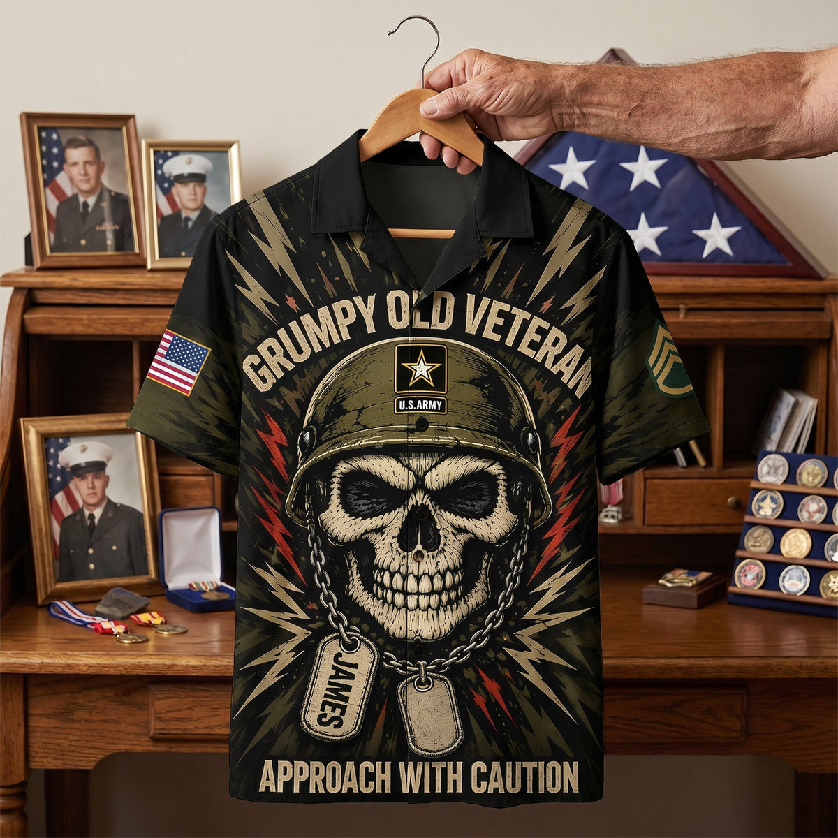 Old Skull Veteran Hawaiian Shirt- Personalized Gifts For Veteran 04NAQN150626
