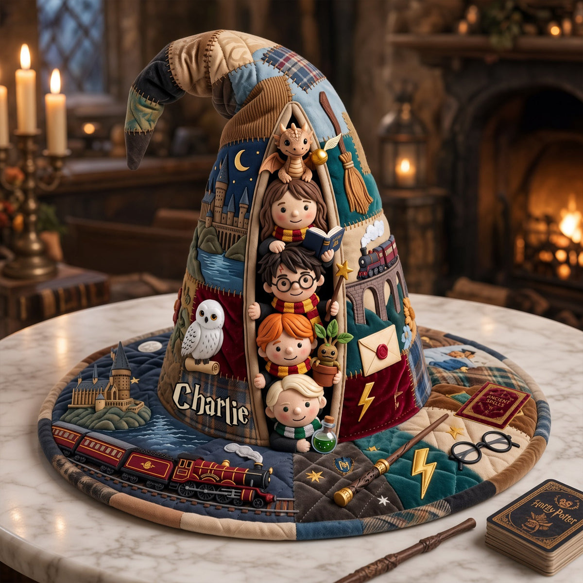 Miraculous Peeking Out Quilted Witch Hat, Personalized Gifts 04qhlu140826