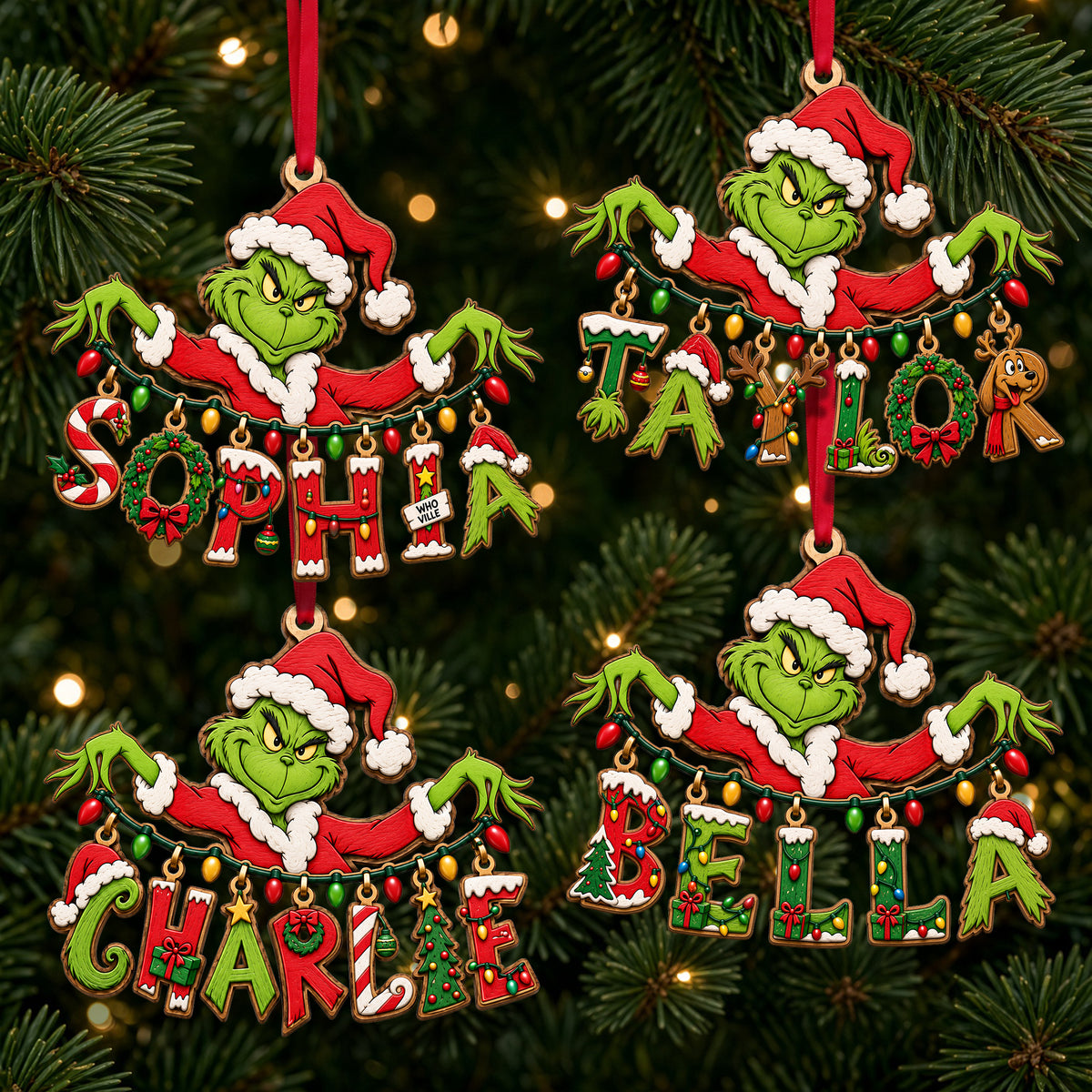 Playful Name Art String Ornament - Personalized Christmas Gifts 05qhlu210926-Homacus