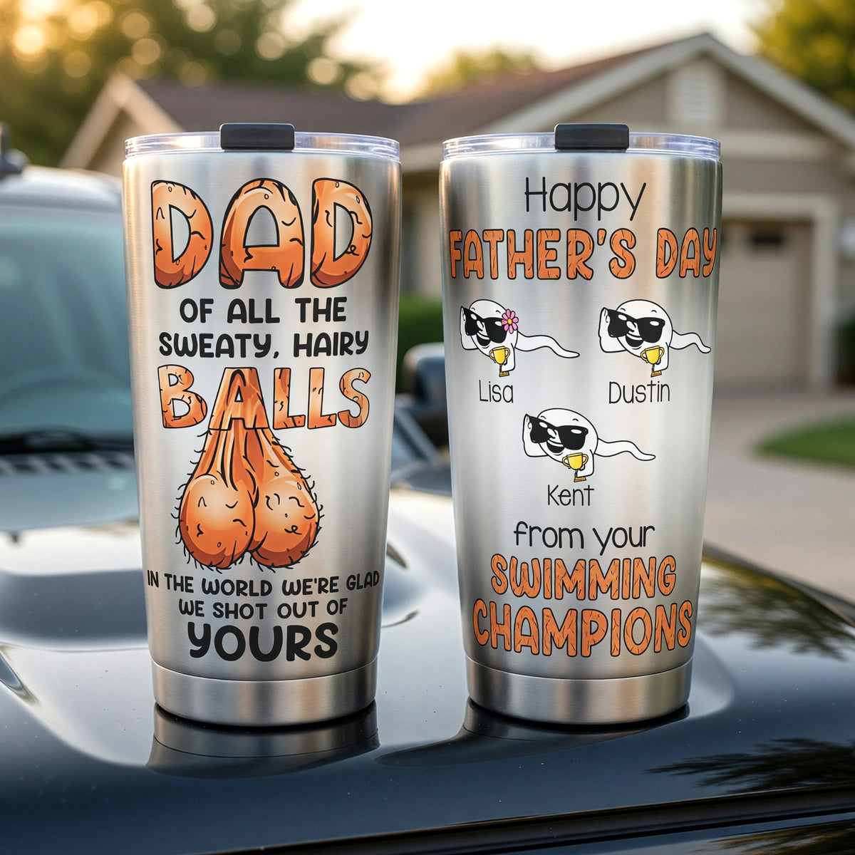 Funny Dad Balls Tumbler - Personalized Gift For Dads 06OHQN290526-Homacus