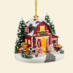 Red Barn Miniature House Acrylic Ornament Personalized Gifts For Farmer 06pgtn090825-Homacus