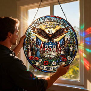American 250th Celebration Suncatcher Ornament - Personalized Gifts For Patriots 04tylu260226-Homacus