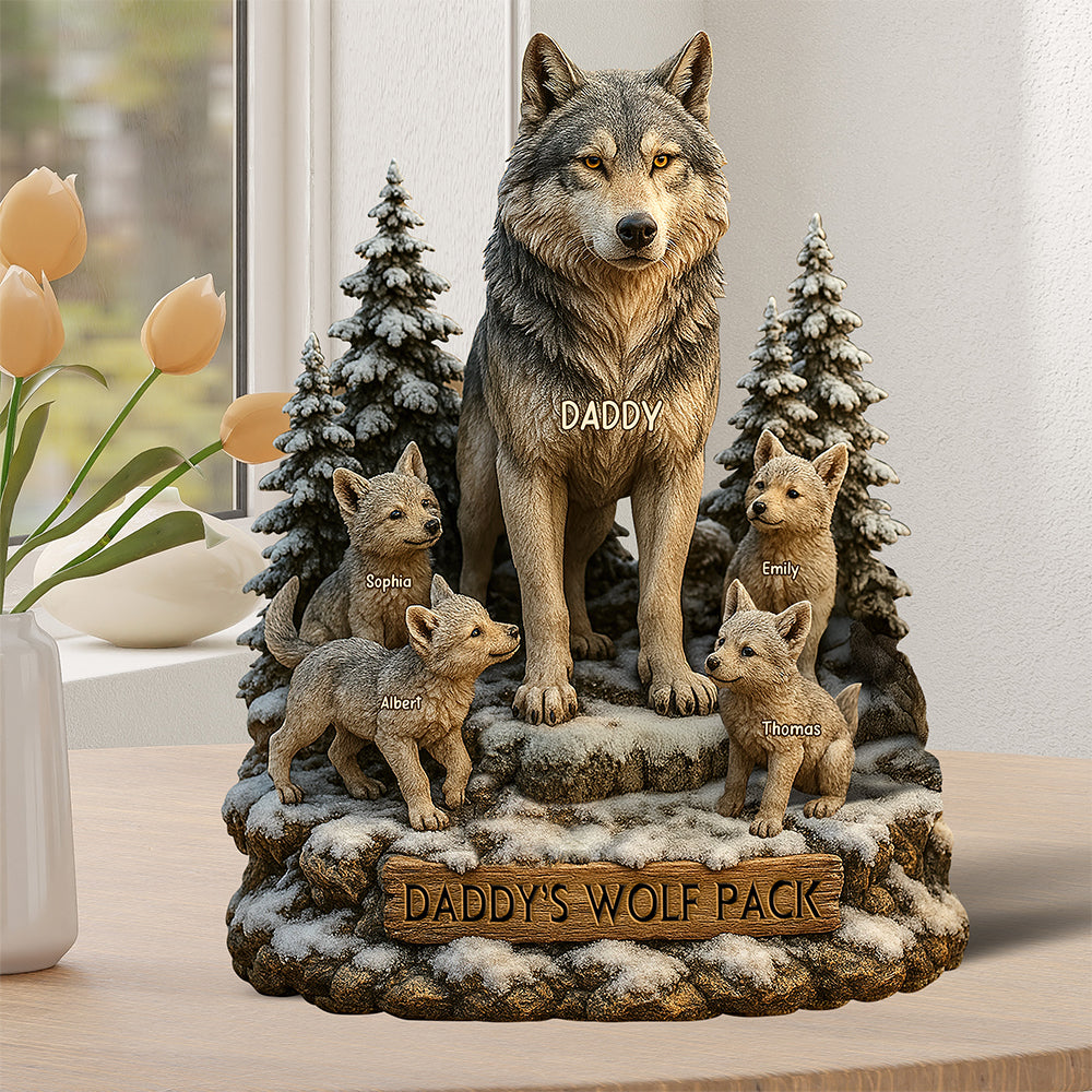 Wolf Dad Plaque - Personalized Gifts For Dad 01xqqn160425-Homacus