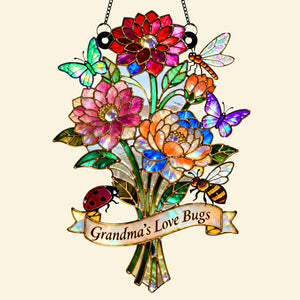 Grandma's Love Bugs Suncatcher Ornament - Personalized Mother's Day Gifts 02natn240226-Homacus