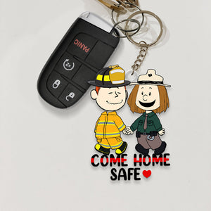 Personalized Gifts For Couple Keychain, Come Home Safe Custom Job Costume 02QHQN130125-Homacus