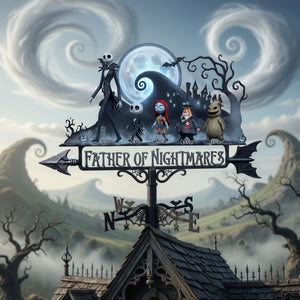 Spooky Father and Kids Metal Weather Vane - Personalized Gifts For Dad 01nalu140526-Homacus