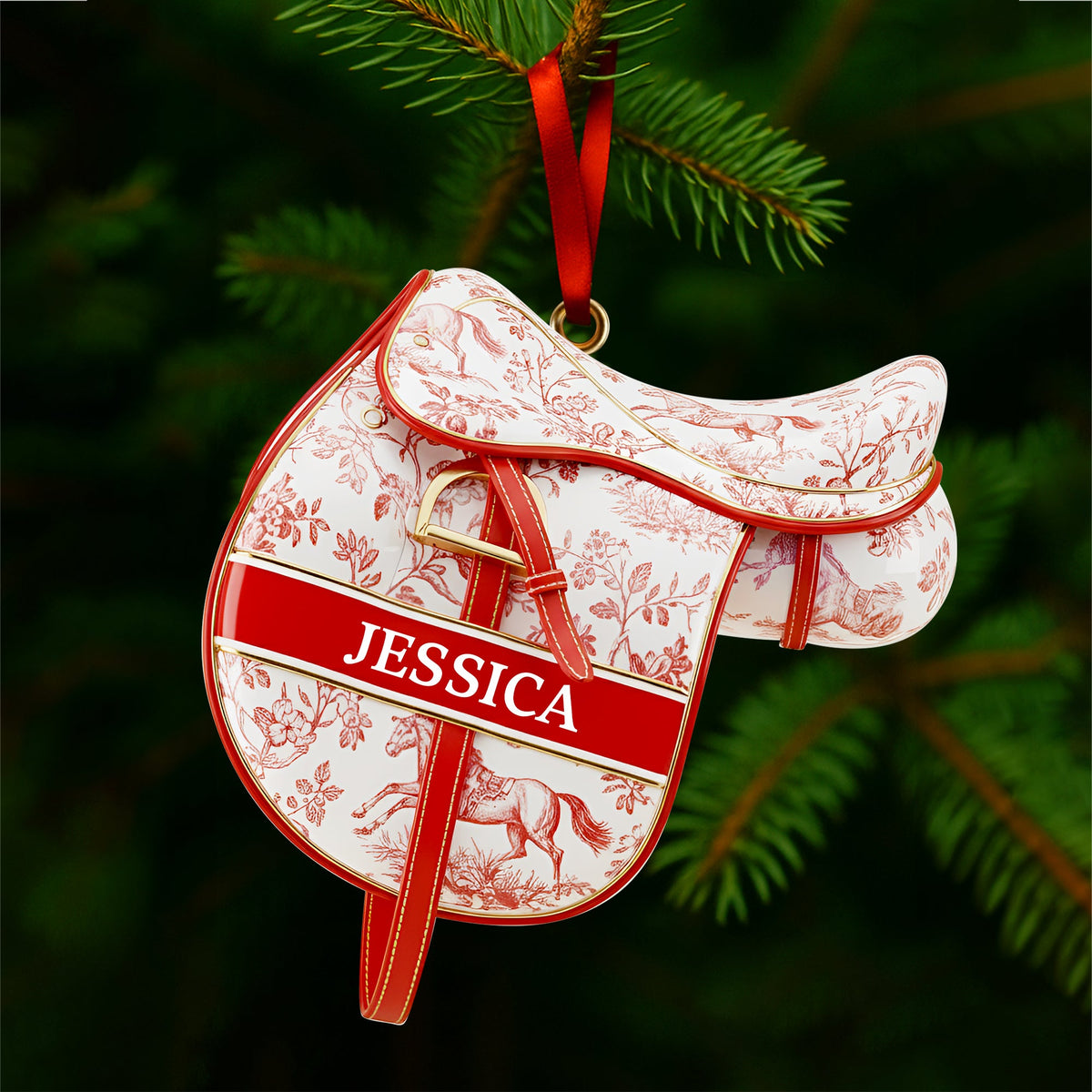 Equestrian Saddle Ornament - Personalized Christmas Gift For Horse Riding Lovers 03PGLU221025-Homacus