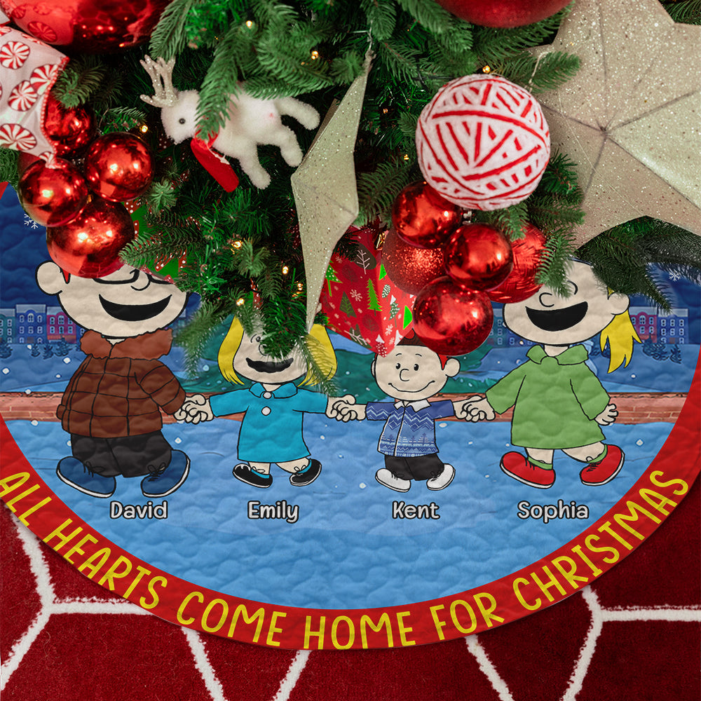 Personalized Gifts For Family Quilted Tree Skirt, All Hearts Come From For Christmas 04OHQN261124DA-Homacus