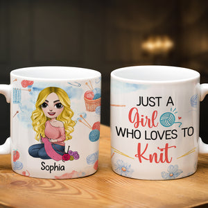 Personalized Gifts For Knitter Coffee Mug 04hudc290724hh Beautiful Girl Knitting At Home-Homacus