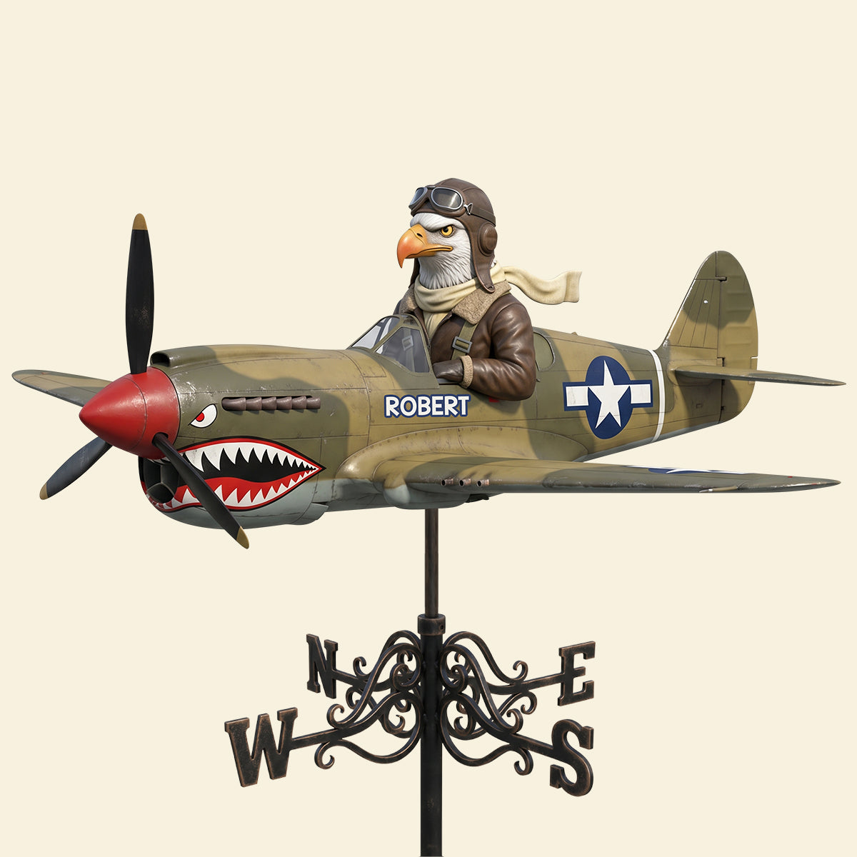 Vintage Fighter Pilot Metal Weather Vane Personalized Aviator Gifts 02NADT030626
