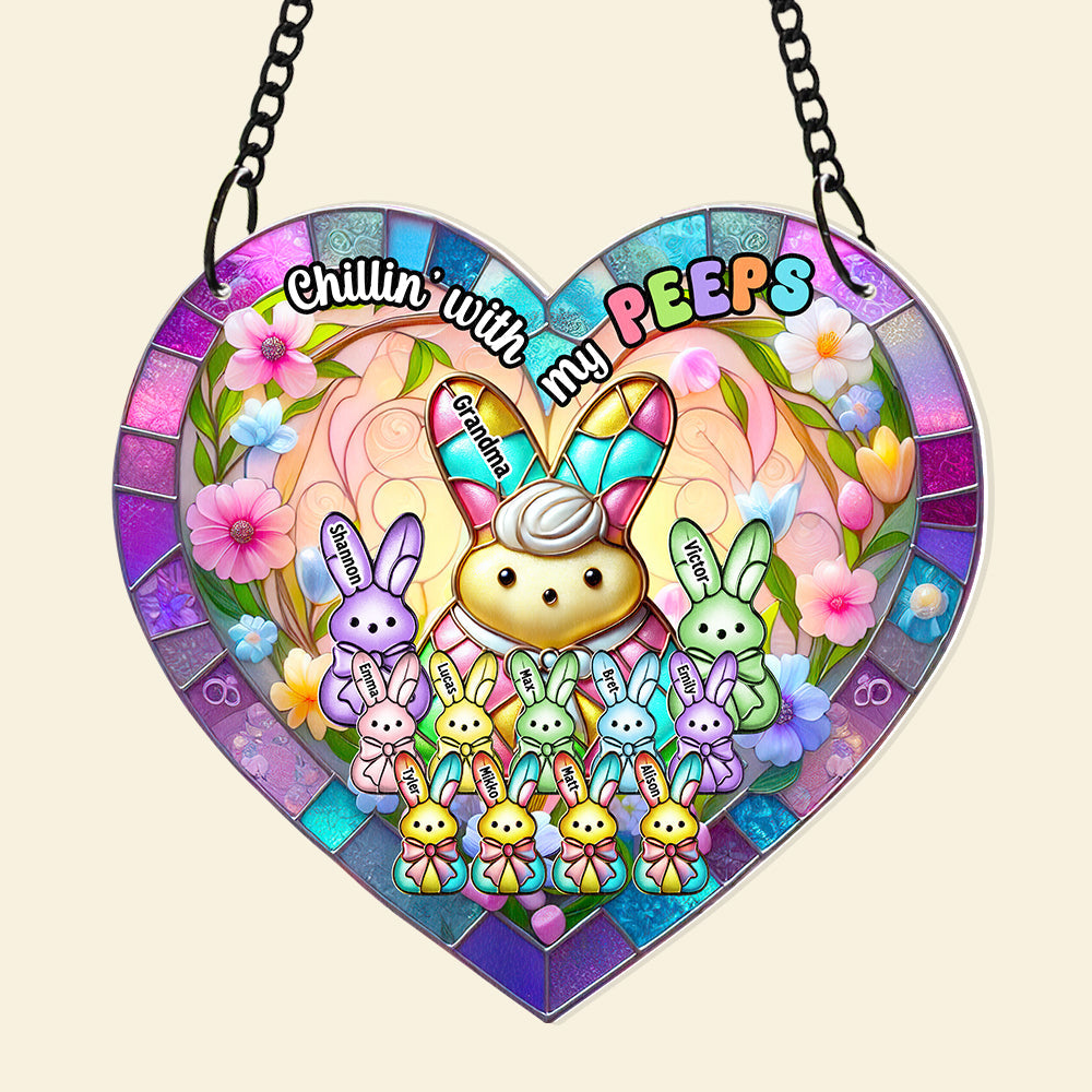 Personalized Gifts For Grandma Suncatcher Ornament, Chillin' With My Peep Easter Gifts 01TGDT170225-Homacus