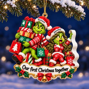 Bustling Couple Ornament - Personalized Gifts For Couple First Christmas Ornament 08TOQN161026-Homacus
