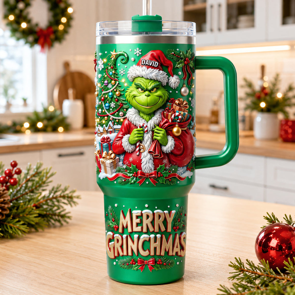 Unique Santa 40oz Tumbler With Handle - Personalized Gifts 07TYQN280826-Homacus