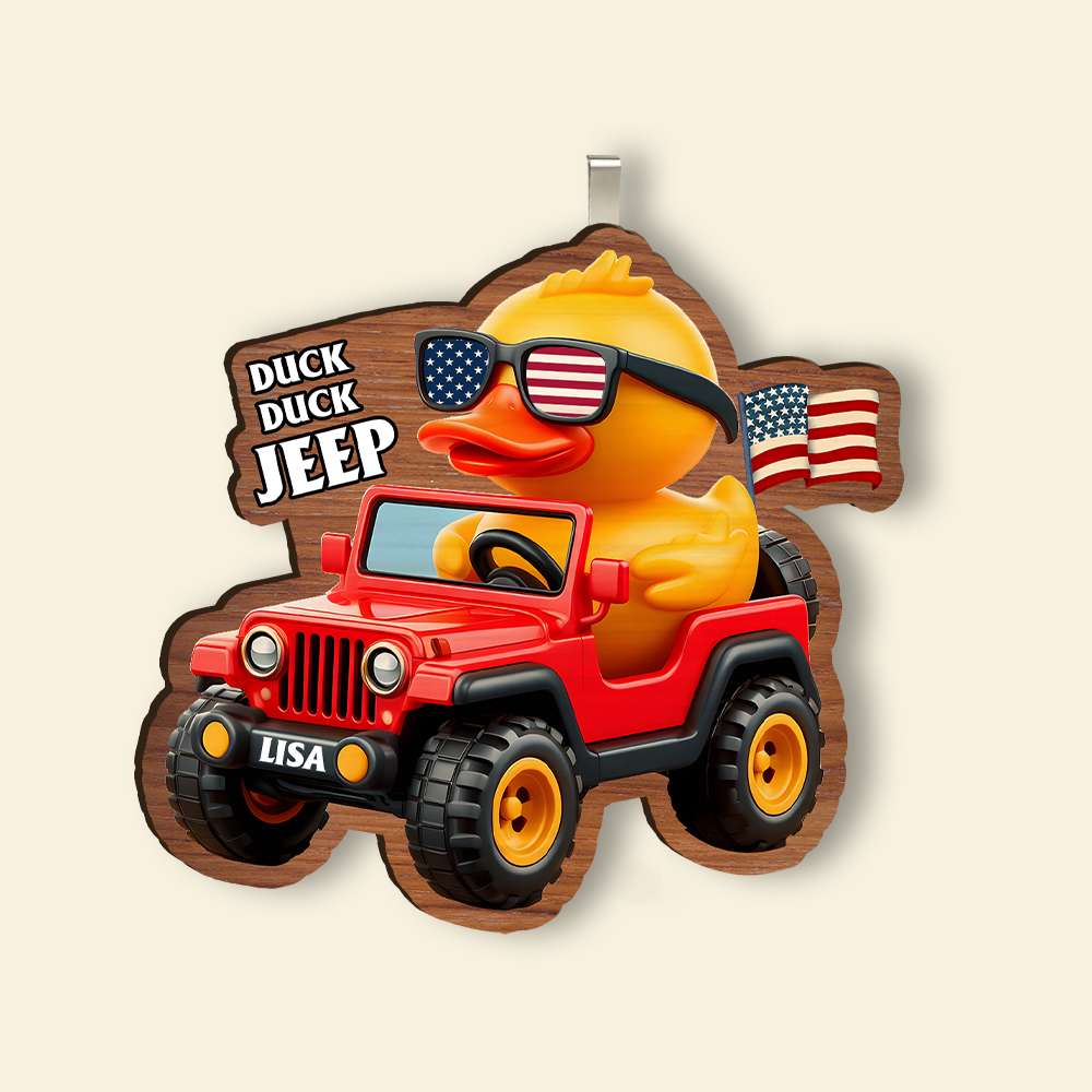 Personalized Gifts For Off-Road Lovers Car Visor Clip Yellow Duck Driving A Car 024humh180724-Homacus