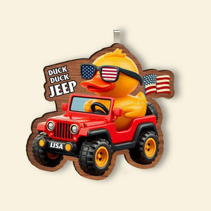 Personalized Gifts For Off-Road Lovers Car Visor Clip Yellow Duck Driving A Car 024humh180724-Homacus