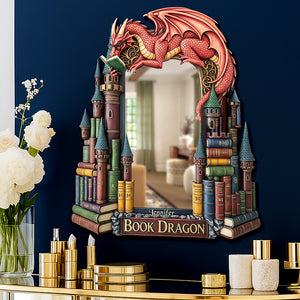 Dragon Reading Books Mirror, Personalized Gifts For Fantasy Books Lovers 04qhqn280725-Homacus