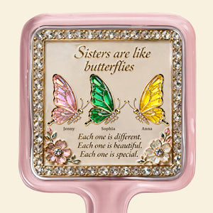Sisters Butterfly Handheld Mirror Personalized Gifts For Besties 01natn130226-Homacus