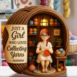 Collecting Yarn Girl Acrylic Plaque - Personalized Gifts For Knitting Lovers 06TOLU190725-Homacus
