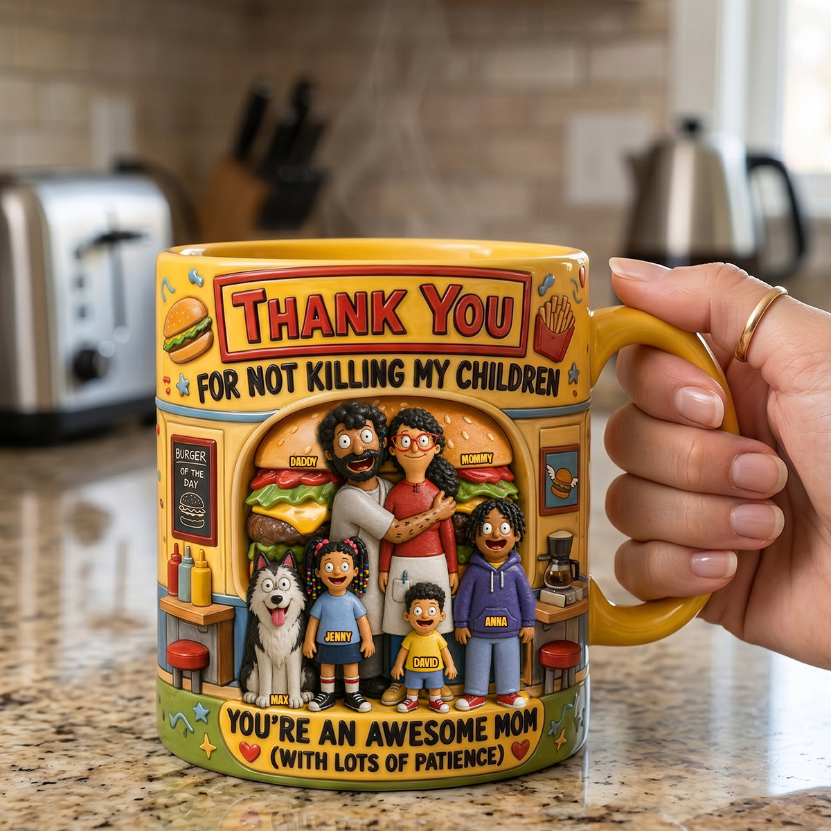 Fun Mom With Most Patience Yellow Accent Mug - Personalized Mother's Day Gifts For Wife 05QHTN240426HG-Homacus