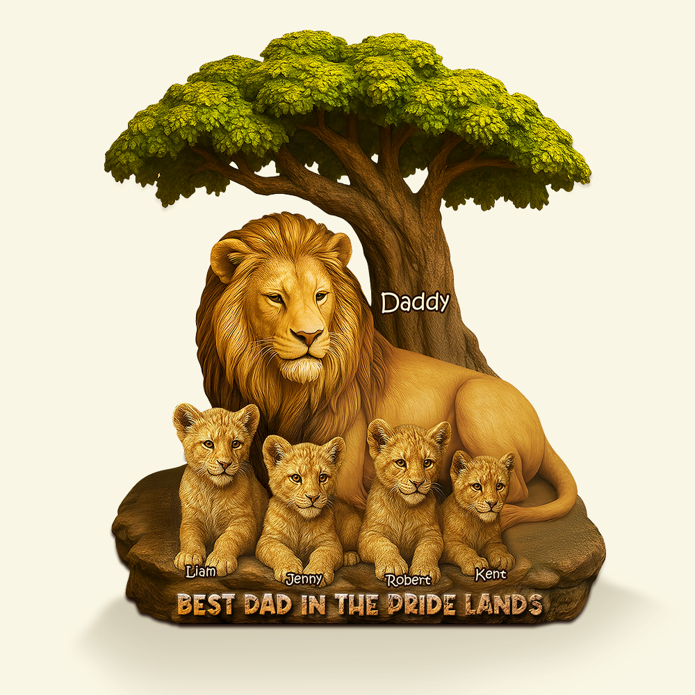 Lion Dad In The Pride Lands Plaque - Personalized Gift For Father 04XQPU230425-Homacus