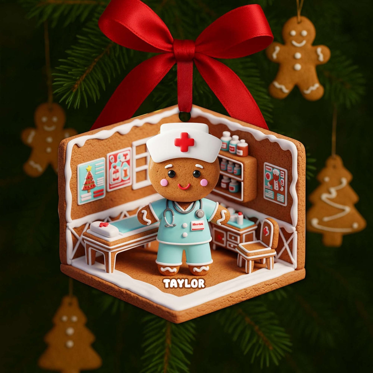 Nurse Gingerbread Christmas Wood Ornament - Personalized Gift For Nurses 06PGLU160825-Homacus
