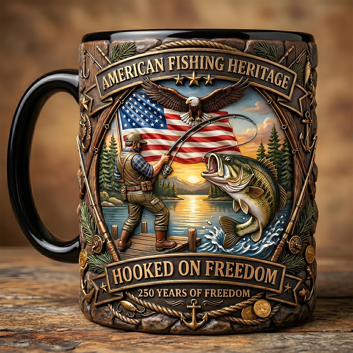 Hooked On Freedom Accent Mug - Personalized Gift For Fisherman 04tytn250626-Homacus