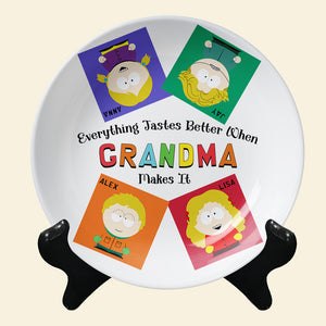 Personalized Gift For Grandma Ceramic Round Plate 01KAMH270325HG-Homacus