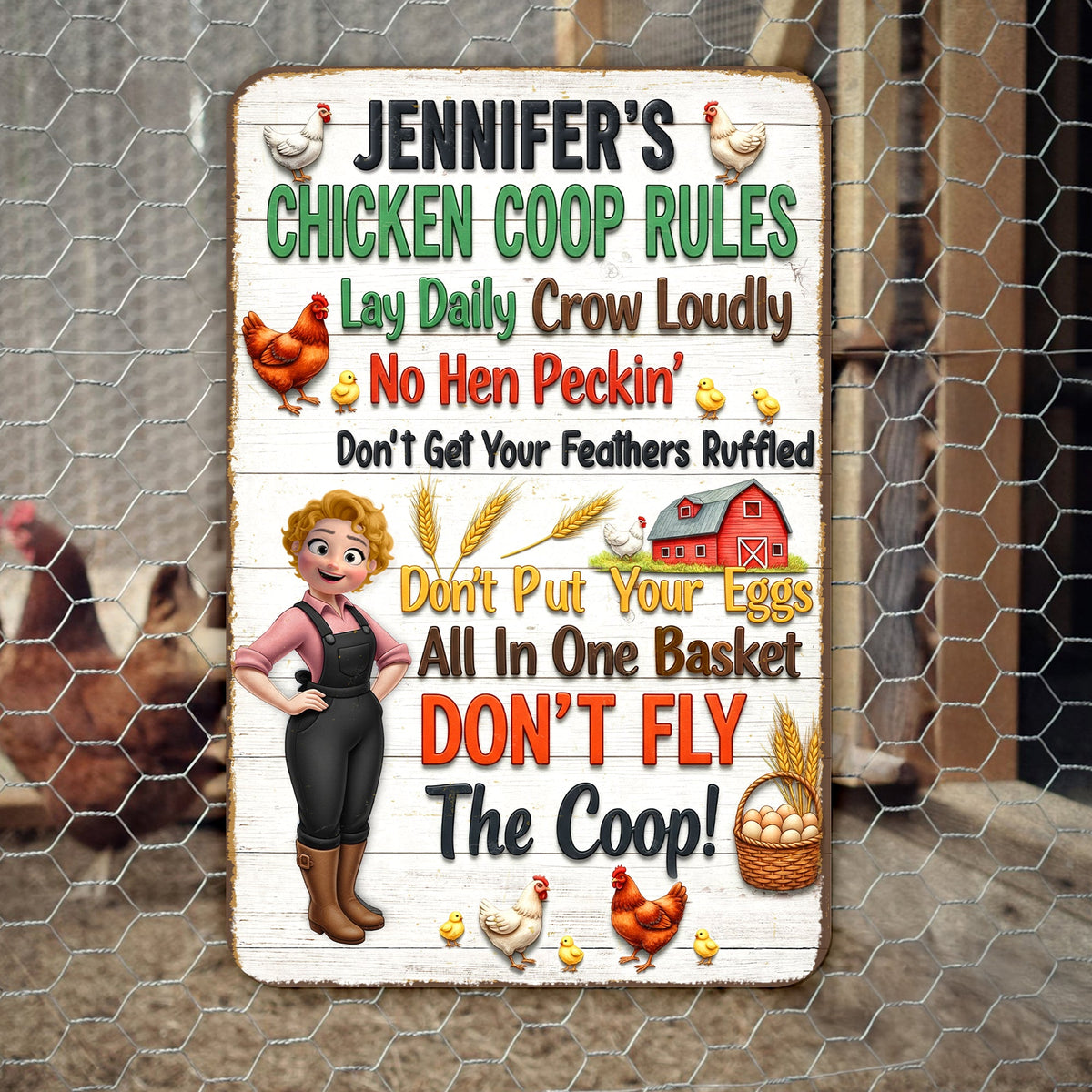 Chicken Coop Rules Metal Sign – Personalized Gifts For Farm Girls 02naqn241125-Homacus
