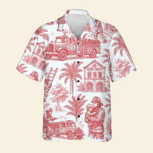 Firefighter Toile de Jouy Hawaiian Shirt - Gifts For Firefighters 04PGQN030725-Homacus