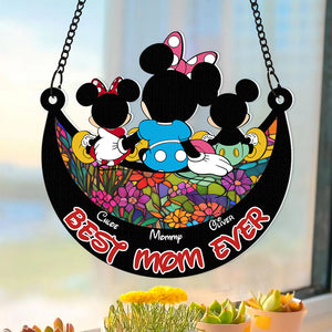 Personalized Gifts For Mom Window Hanging Suncatcher Ornament Mother's Day Mouse Mom And Kids 01ACDT240325-Homacus