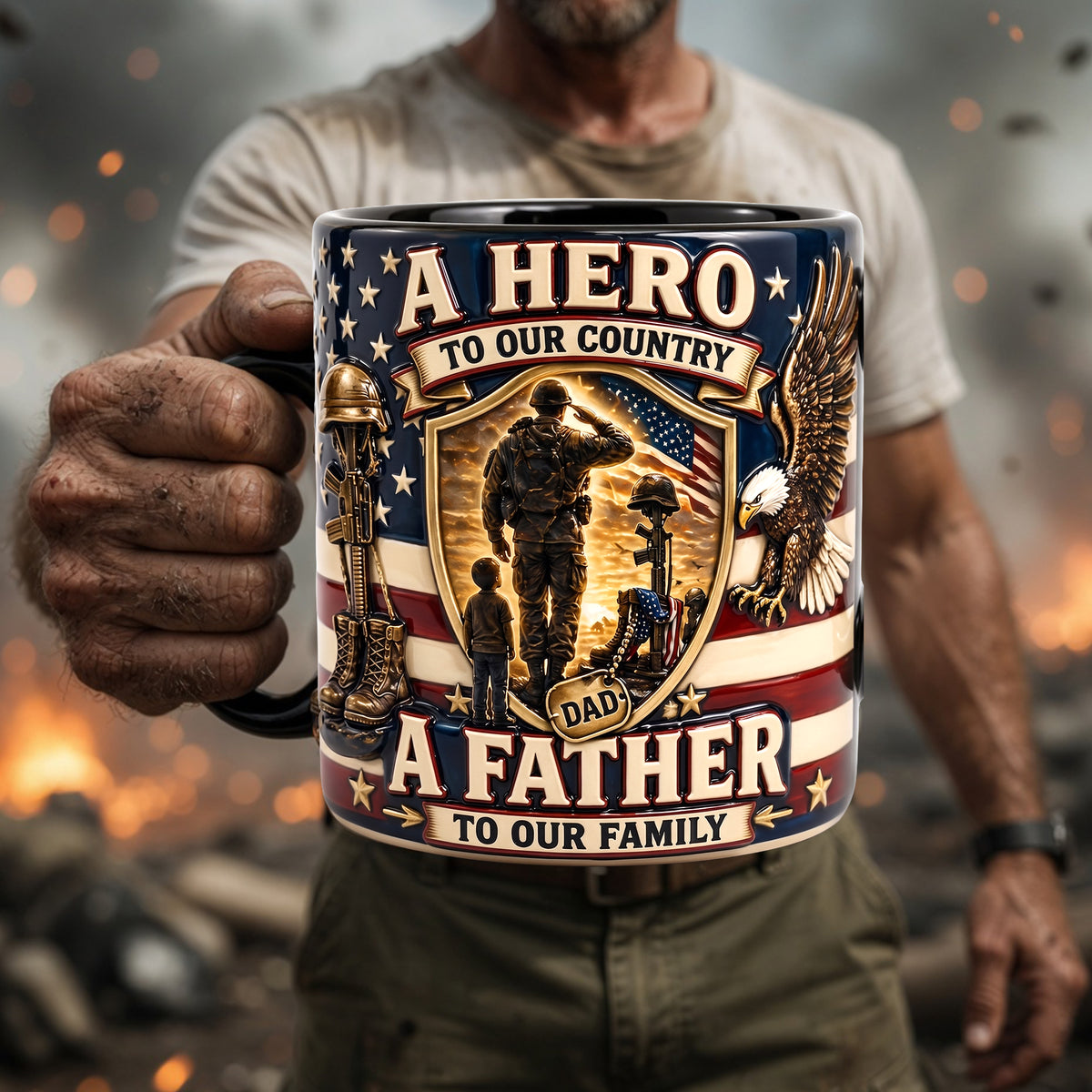 Proud Veteran Dad Black Mug - Gifts For Dads 01palu050526-Homacus