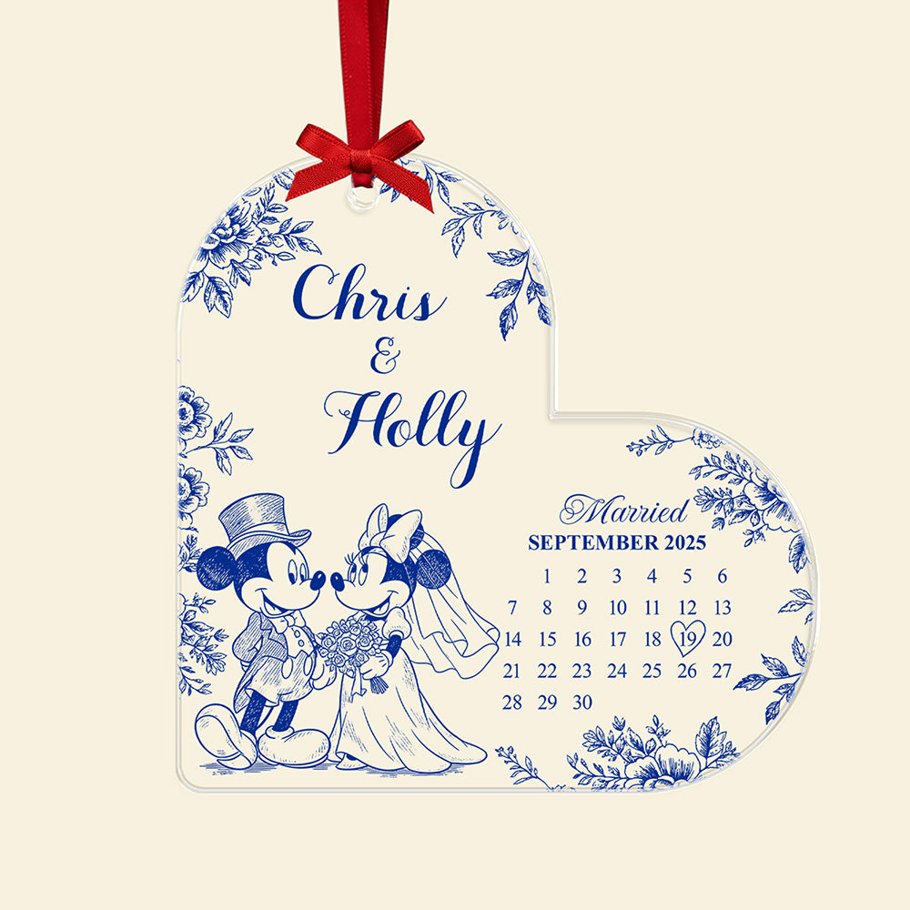 Personalized Gifts For Christmas, Couple Wedding Toile de Jouy Custom Shape Acrylic Ornament 02pgta081025-Homacus