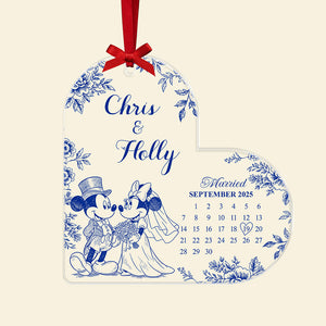 Personalized Gifts For Christmas, Couple Wedding Toile de Jouy Custom Shape Acrylic Ornament 02pgta081025-Homacus