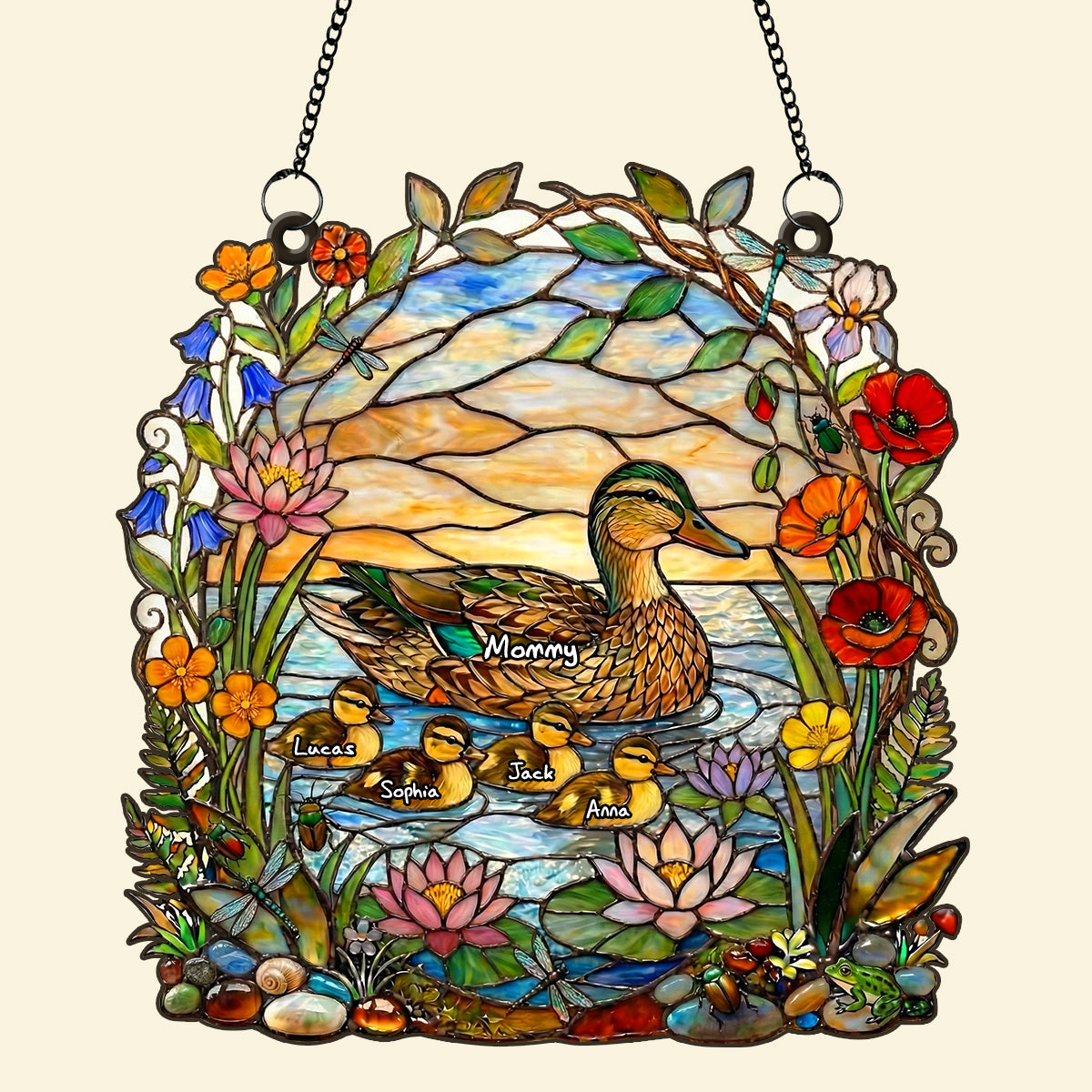 Ducky Mom Suncatcher Ornament - Personalized Gifts For Mom 04TYTN260226-Homacus