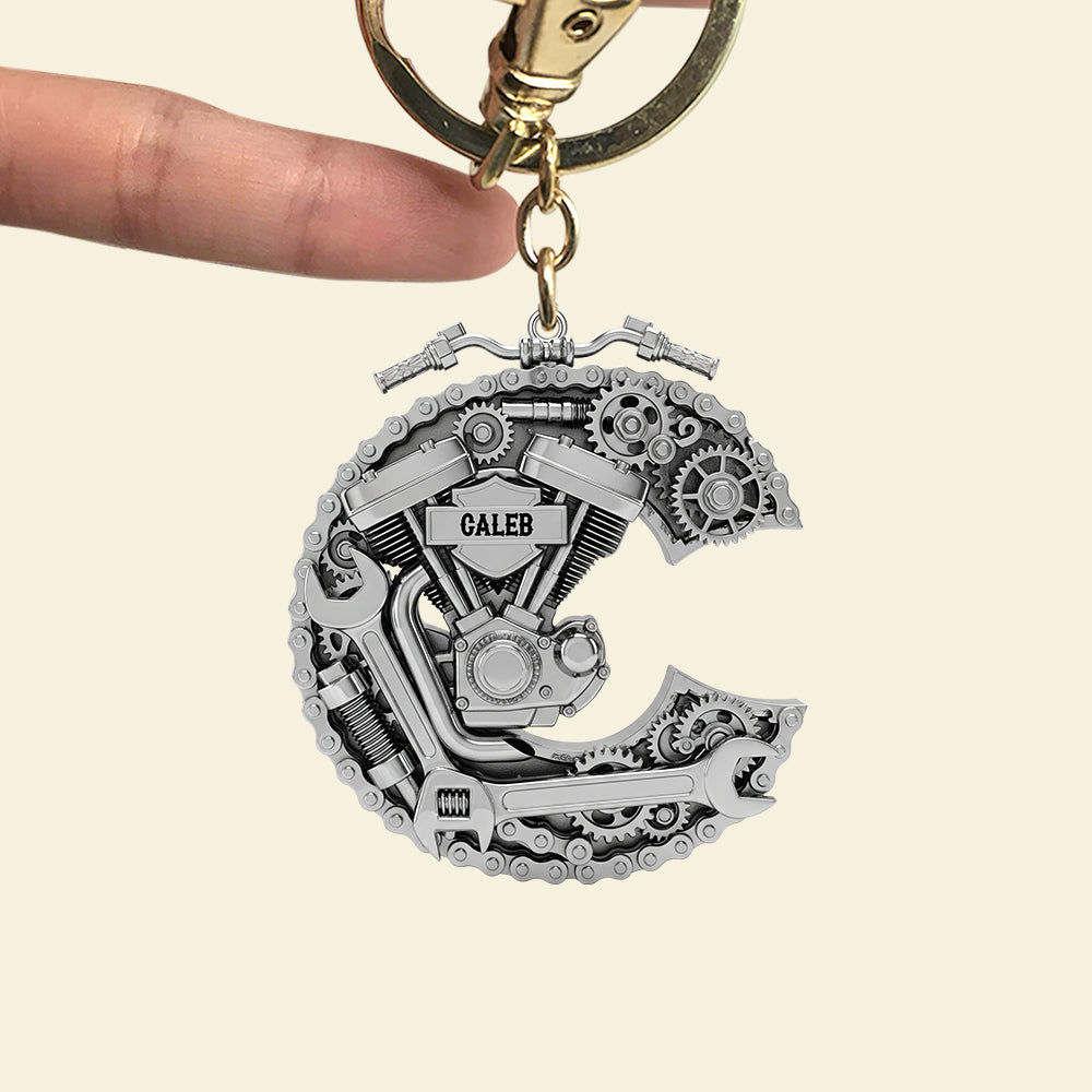 Motorcycle Mechanical Initial Letter Alphabet Keychain Personalized Gifts For Bikers 01qhtn200825-Homacus