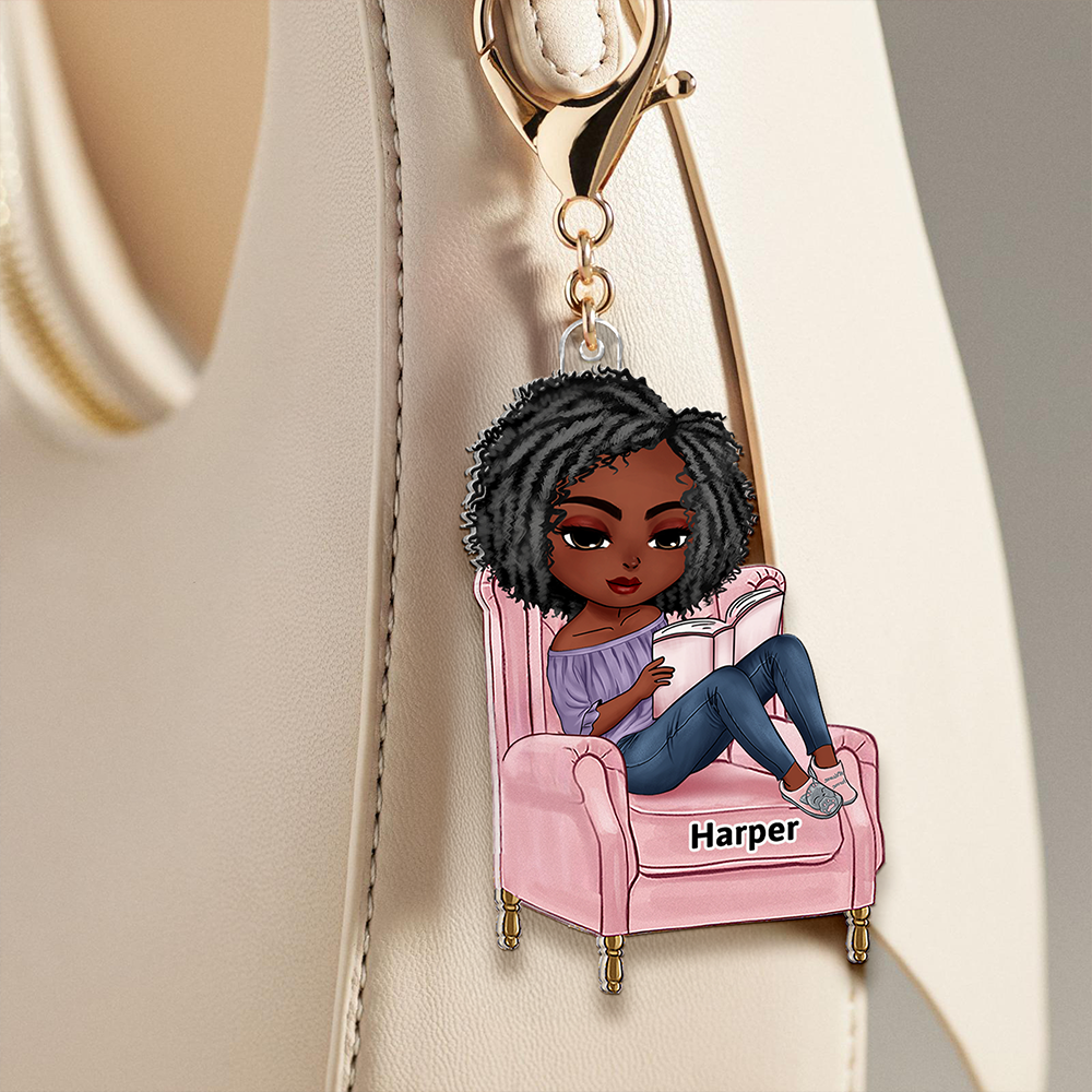 Personalized Gifts For Book Lover Keychain Reading Girl 01QHHU080425HH-Homacus