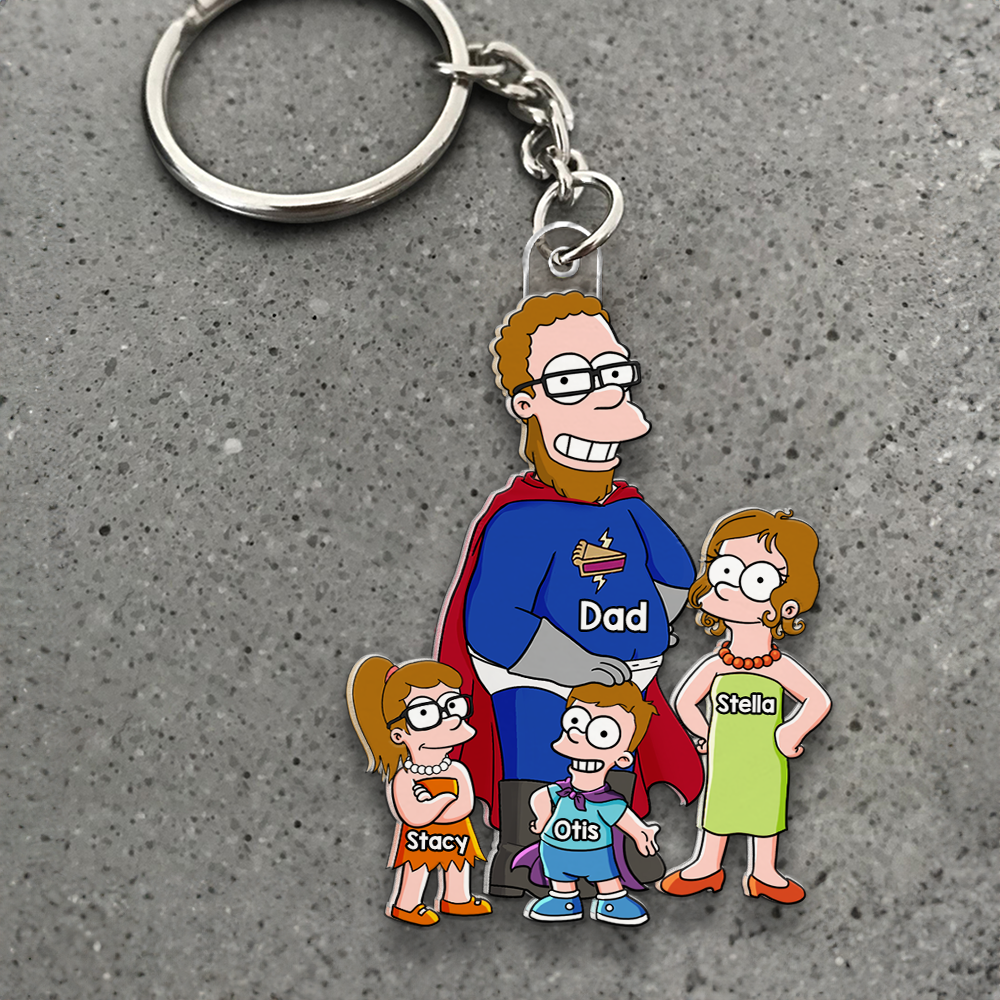 Funny Dad & His Little Ones Acrylic Keychain - Personalized Gifts For Father 01QHHU160525PA-Homacus