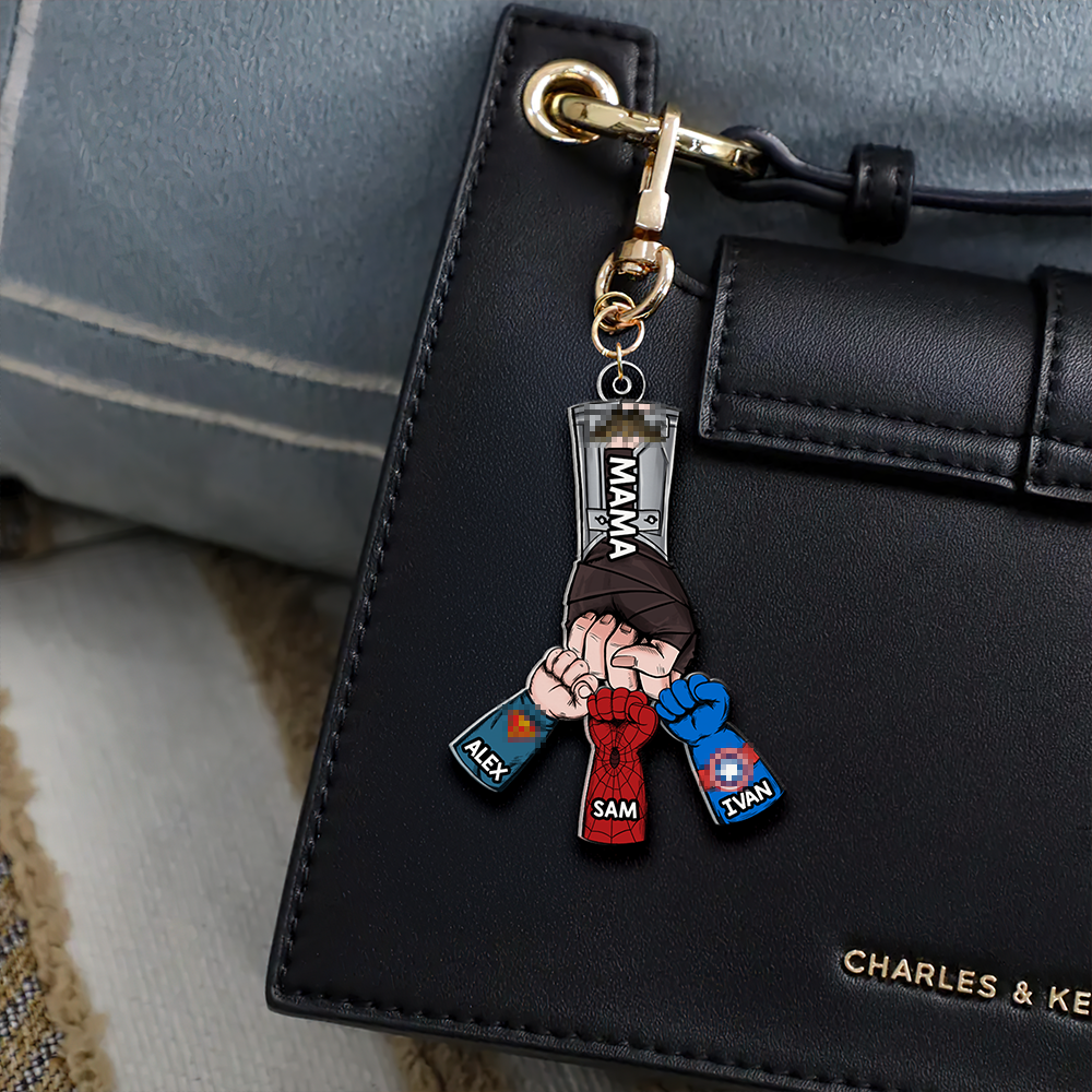 Personalized Gifts For Mom Keychain Superhero Fist Bump 02QHHU080325HA-Homacus